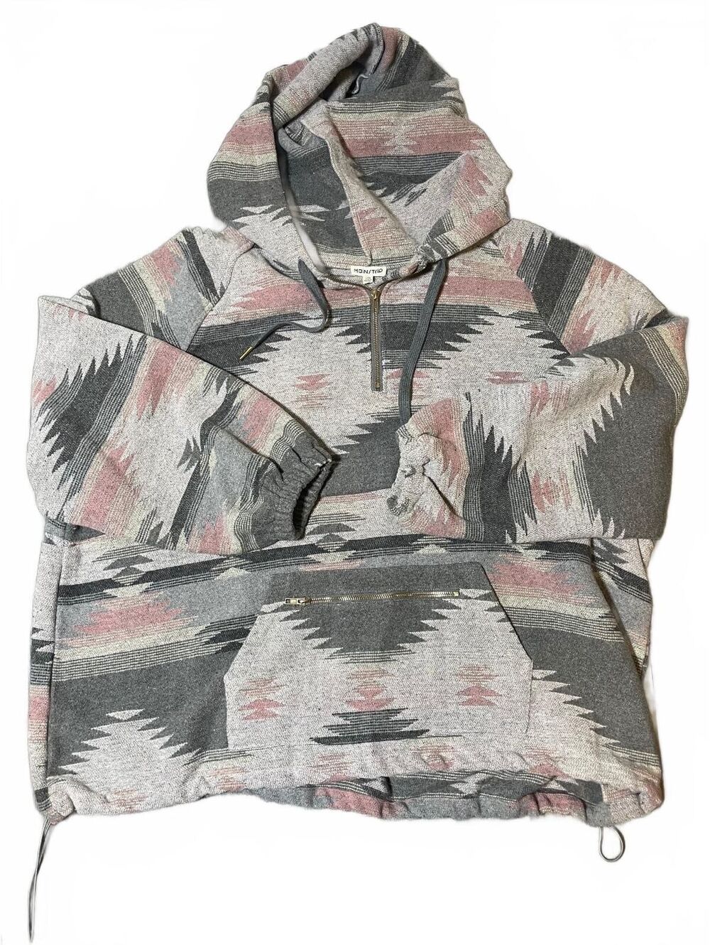 Mainstrip Tribal Pink and Grey Pullover Hoodie Front Pocket 3XL-EUC-102